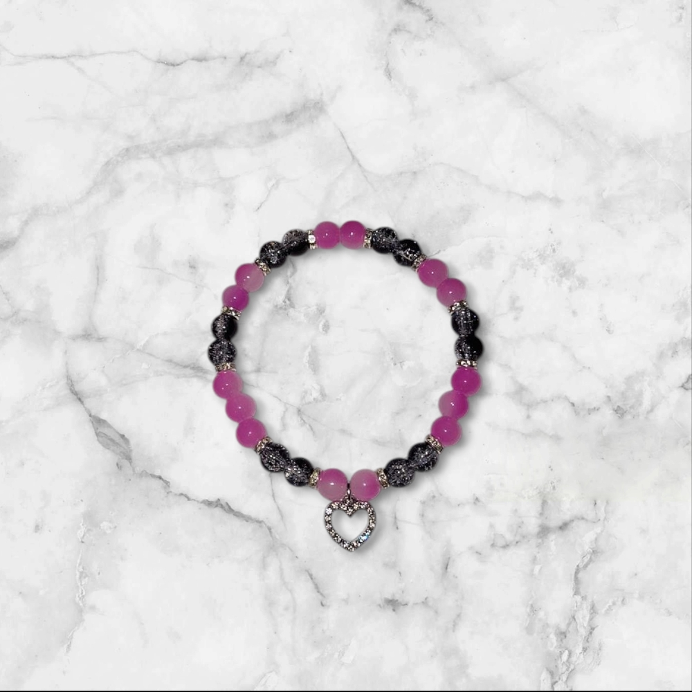 Elegant Pink and Black Beaded Bracelet